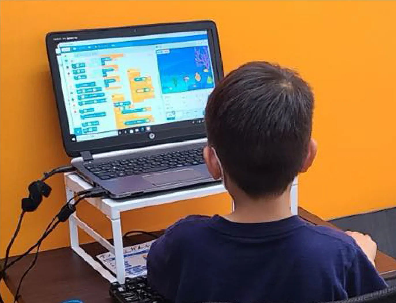 パソコンを学ぶ奨小学生の男の子